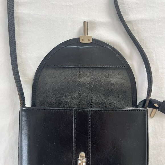 Vera Pelle Black Leather Crossbody Purse Made in Italy - Picture 4 of 9